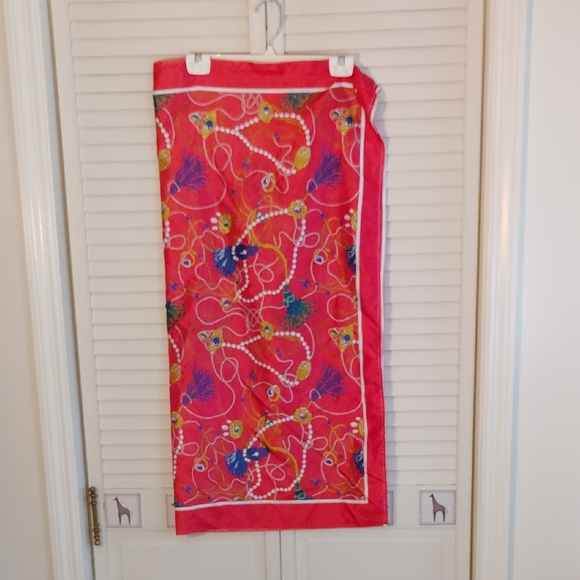 Accessories - Vibrant Coral Patterned Women's Scarf